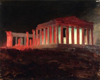 帕台农神庙，雅典，西北方向（夜景照明）