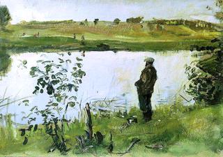 河岸上的画家康斯坦丁·科罗文