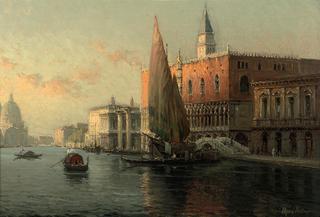 Vessels before the Doges's Palace at Dusk