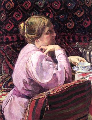 Portrait of the Wife of the Artist with a Cup of Tea