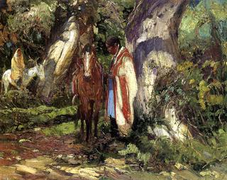 Indians in the Wood: Hondo Canyon (study)