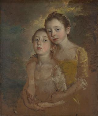 Artist's daughters with a cat