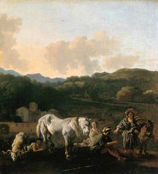 Peasants with a White Horse