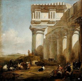 A Roman Temple with Cattle Herders