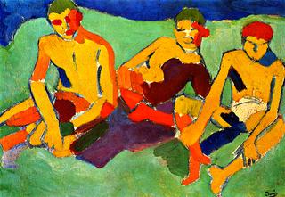 Three Figures Seated on the Grass