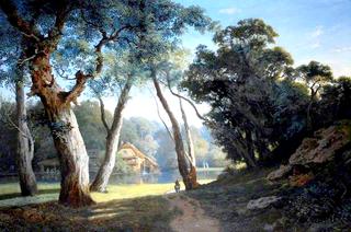 Landscape with a River, Trees and a Mill