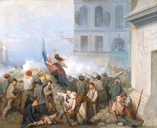 1848年巴黎圣丹尼斯门的路障