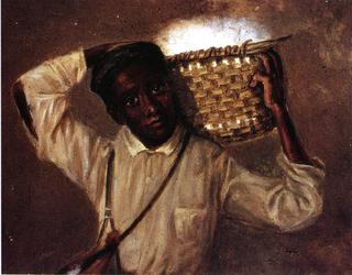 Young Boy with Cotton Basket on Shoulders