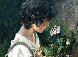 Italian Girl with Flowers