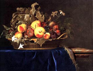 Still-Life with a Basket of Fruit on a Marble Ledge