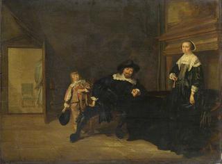Portraits of a Man, A Woman and a Boy in a Room