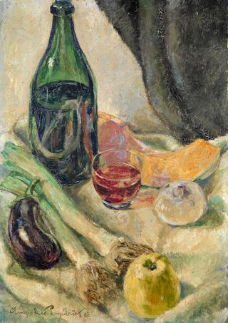 Rustic Still Life with a Bottle of Wine
