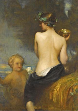 A Nude Bacchante With A Child Faun
