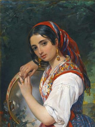 A Shepherd Girl with a Tambourine