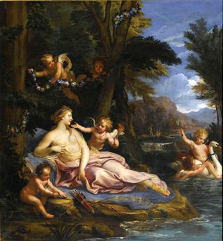 Venus and Cupids Playing with a Swan