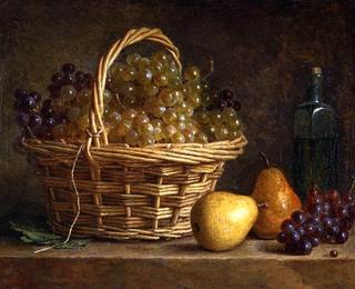 Still Life with a Basket of Grapes and Bottle of Wine