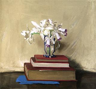 White Orchids on Books
