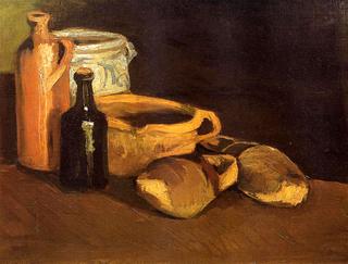 Still Life with Bottles, Pots and Clogs