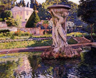 Garden with Villa and Fountain