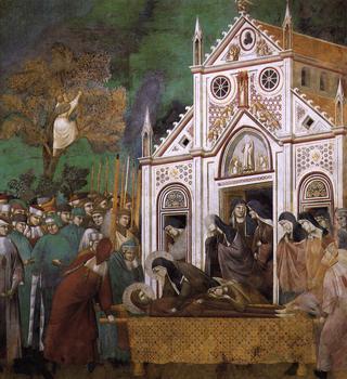 Legend of St Francis: 23. St. Francis Mourned by St. Clare (Upper Church, San Francesco, Assisi)