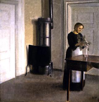Interior with Woman Putting Twigs in a Glass, Strandgade 30