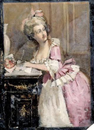 Lady Writing, Study II for the Rococo Lady