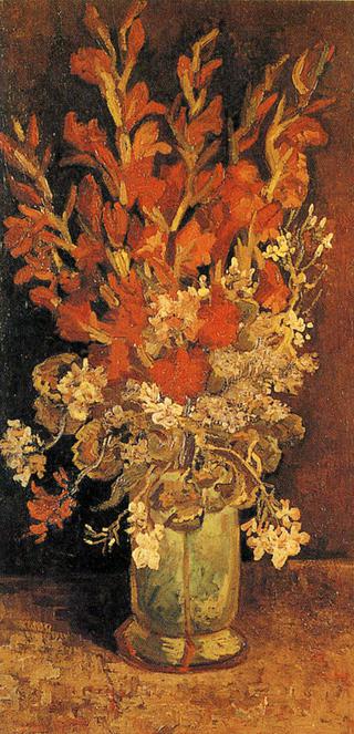 Vase with Gladioli and Other Flowers