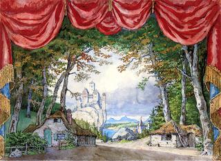 Set Design for Woodcutters' Hut, Act I,