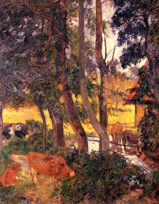 Landscape in Normandy (Cows at the Trough)