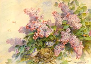 Lilacs and Birds