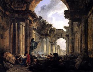 卢浮宫大画廊在废墟中的想象