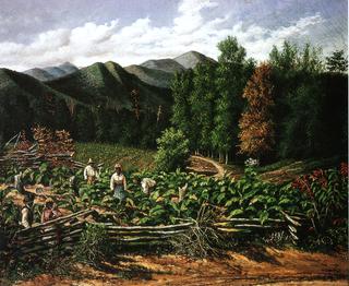 Tobacco Field with Five Figures (North Carolina)