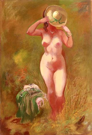 Nude with Straw Hat