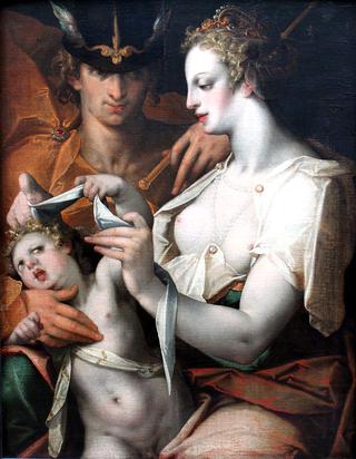 Venus and Mercury Blindfold Cupid