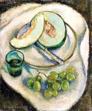 Still life with Melon and Grapes