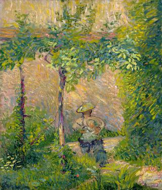 Woman with Infant in Garden
