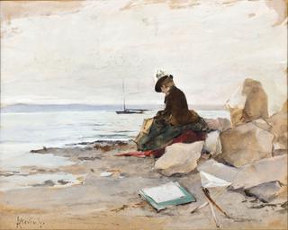 Painter on the beach