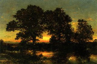Wooded Landscape with Sunset