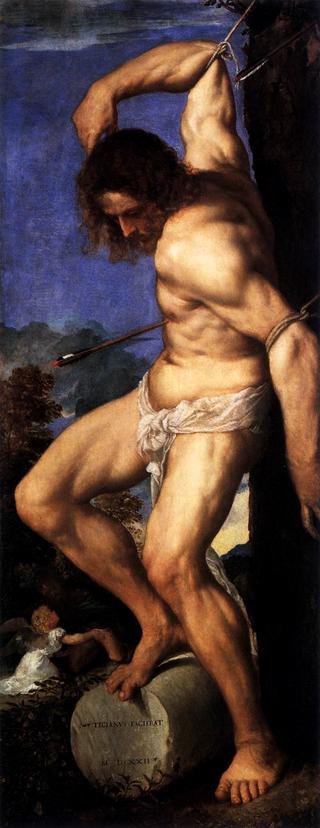 Saint Sebastian (detail from Polyptych of the Resurrection)
