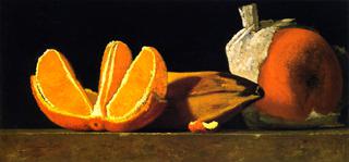 有橘子和香蕉的静物画
