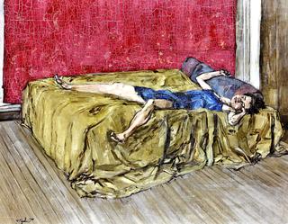 Woman Lying on a Bed