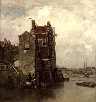 Houses and Washer Women in Dordrecht
