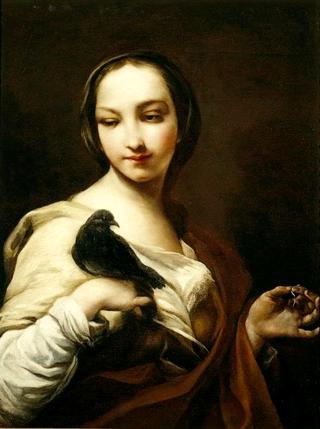 Girl with Black Dove
