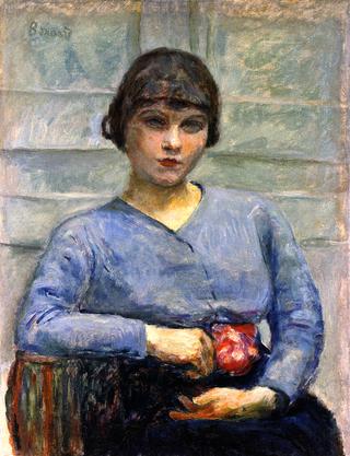 Girl in Blue, with a Rose