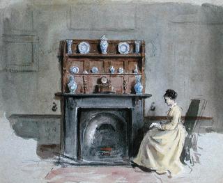 Lady Seated by the Fireplace