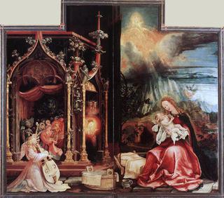 伊森海默祭坛画天使与耶稣降生音乐会