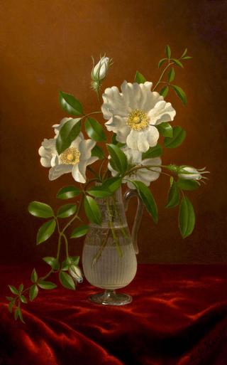 Cherokee Roses in a Glass Vase