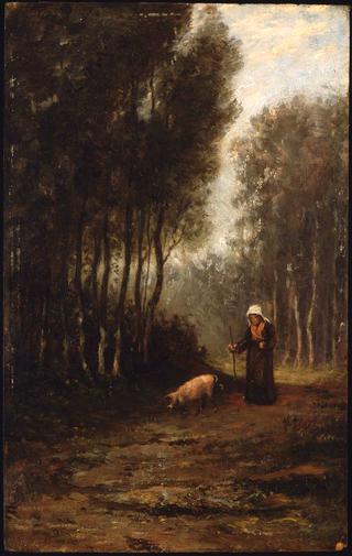 French Peasant Woman with Pig
