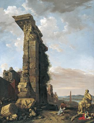 Capriccio with Roman Ruins, Sculptures and a Port