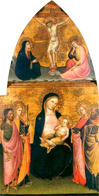 圣母子，四个圣徒，基督被钉十字架